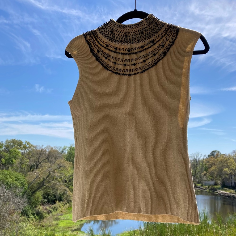 Grace Elements Top Blouse Gold Metallic Silk SIZE: M-L